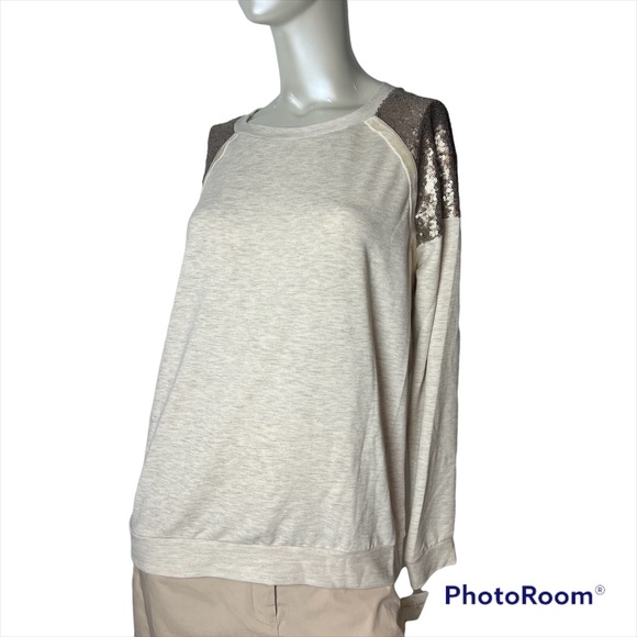 Living Doll Los Angeles Cream Long Sleeve Bronze embellishments Top - Picture 13 of 13